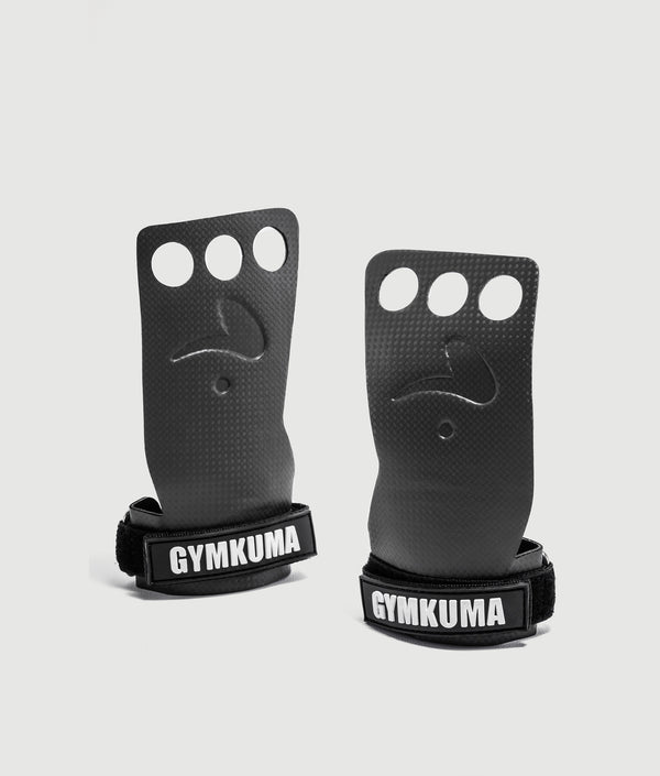 GYMKUMA 3 Hole Hand Grips in carbon fibre for crossfit and bar work