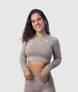 Athena long sleeve seamless crop top - SAND