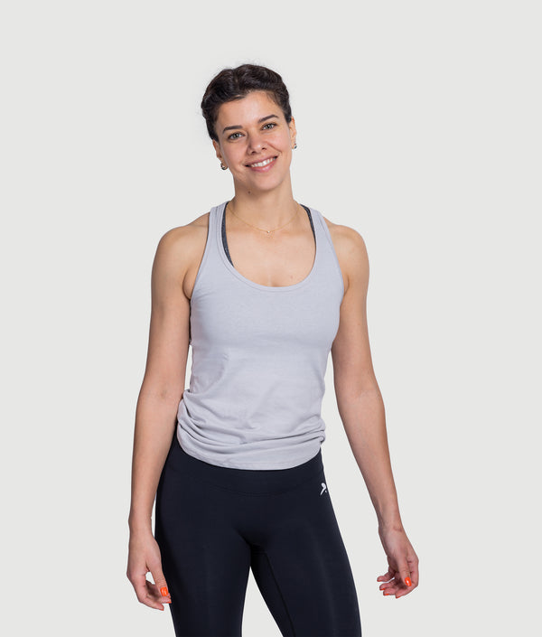 GYMKUMA Cindy racerback tank in gray
