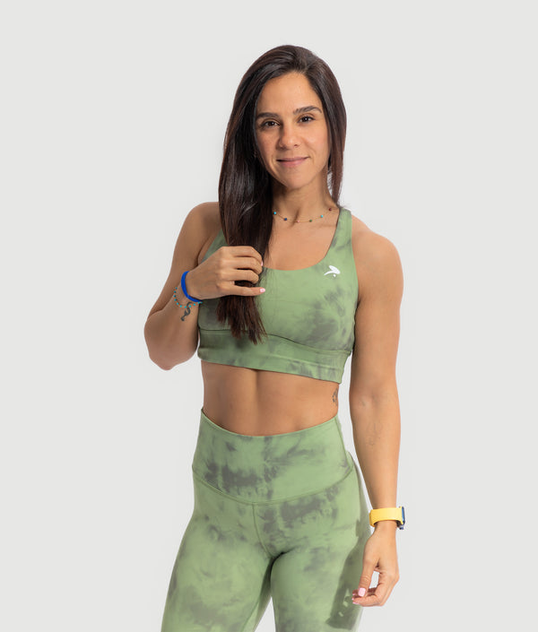 Forest tie dye ribbed sports bra by GYMKUMA