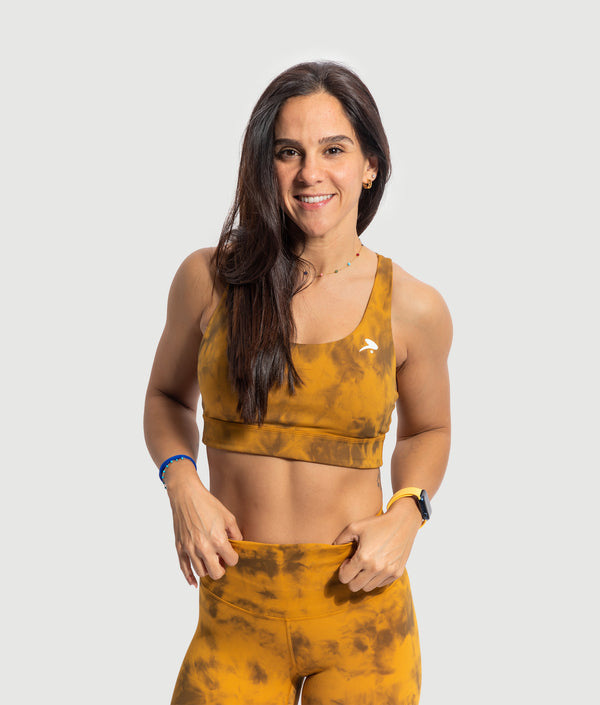 Tuscan tie dye ribbed sports bra by GYMKUMA