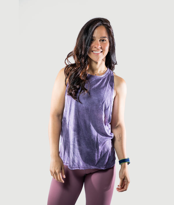 Purple tie dye sleeveless tank by GYMKUMA