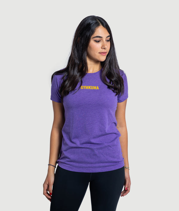 GYMKUMA Melo tri-blend tee in Purple and Gold