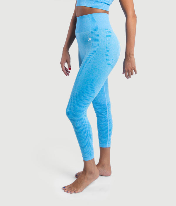 Sky Blue seamless compression leggings by GYMKUMA