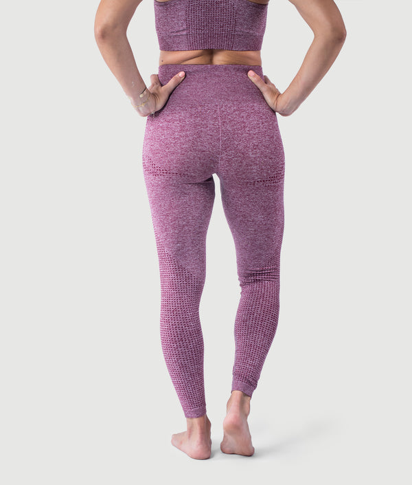 Maroon seamless compression leggings by GYMKUMA