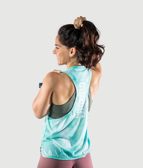 GYMKUMA tie dye tank in turquoise