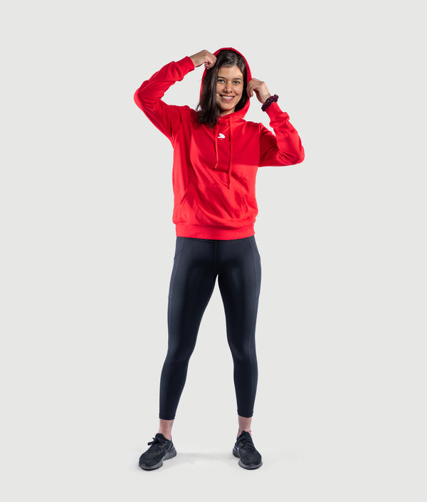 Red cotton training hoodie by GYMKUMA