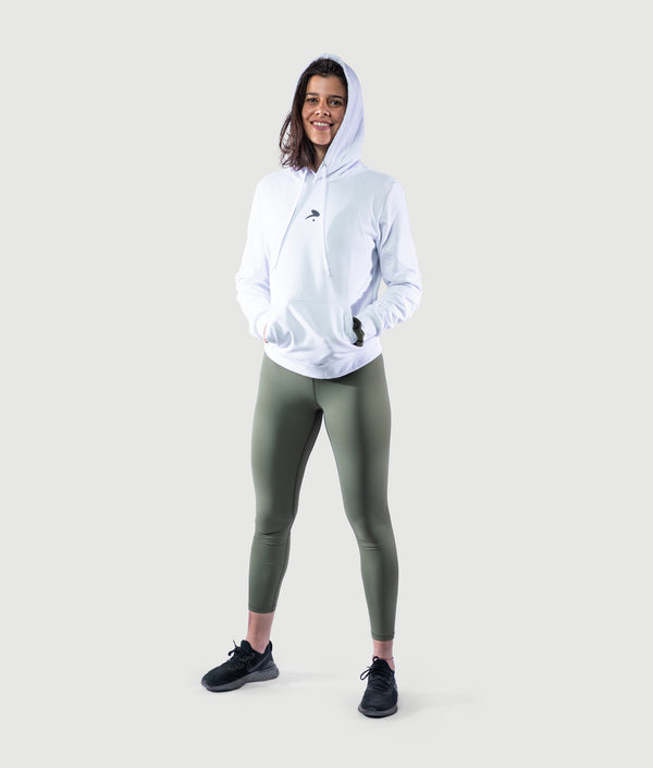 White cotton training hoodie by GYMKUMA