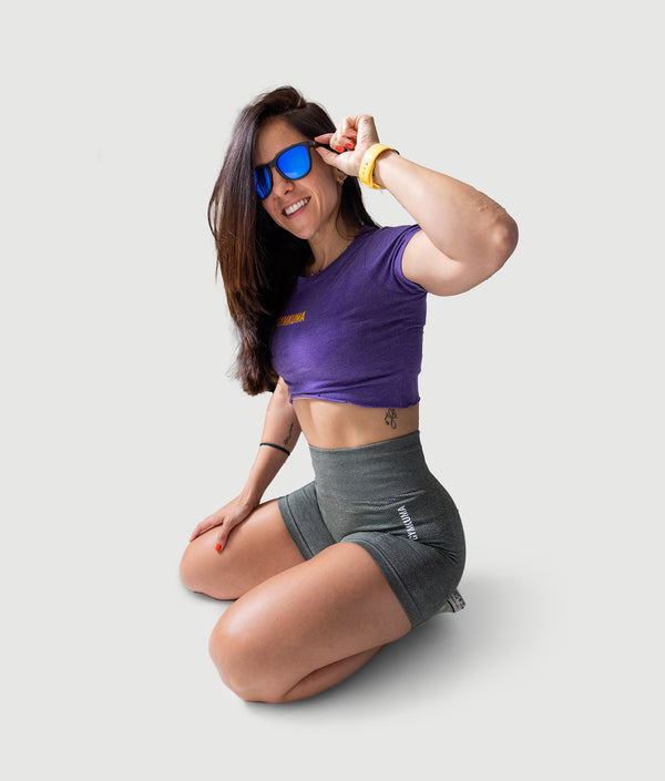 Blue mirror polarized wraparound sunglasses by GYMKUMA
