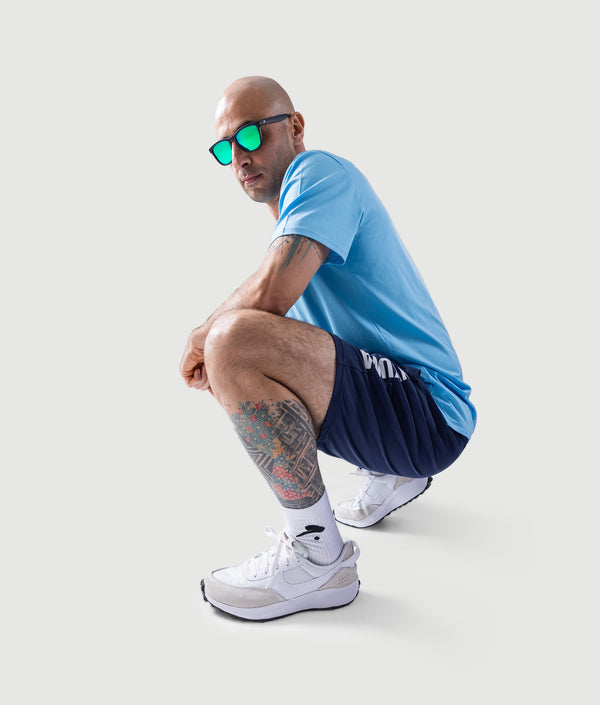 Green mirror polarized wraparound sunglasses by GYMKUMA