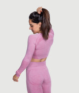 Athena Long Sleeve Seamless Crop Top - Pink